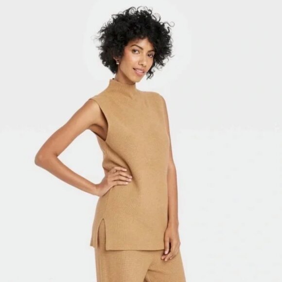 A New Day Womens Ribbed Sweater Set - Tan - Picture 2 of 8